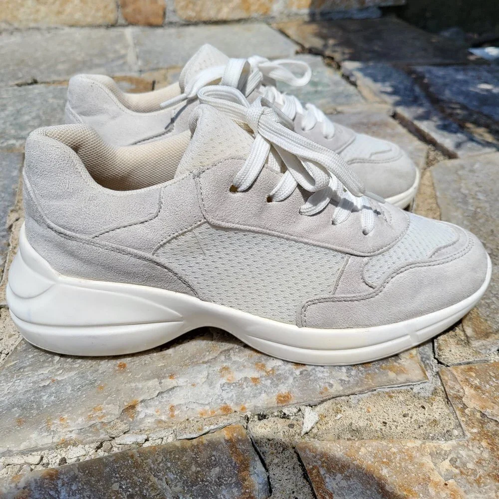 Madden Girl Chunky Platform Off White Gray Burrel Comfort Sneakers Size 7